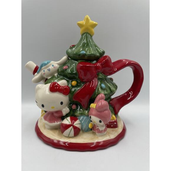 Blue Sky Clayworks Hello Kitty & Friends Christmas Tree Holiday Teapot New w Tag - Picture 1 of 12